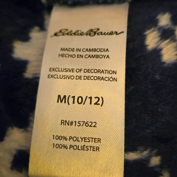 Eddie Bauer Child's Robe Unisex Blue & White size M(10/12) - Picture 6 of 8